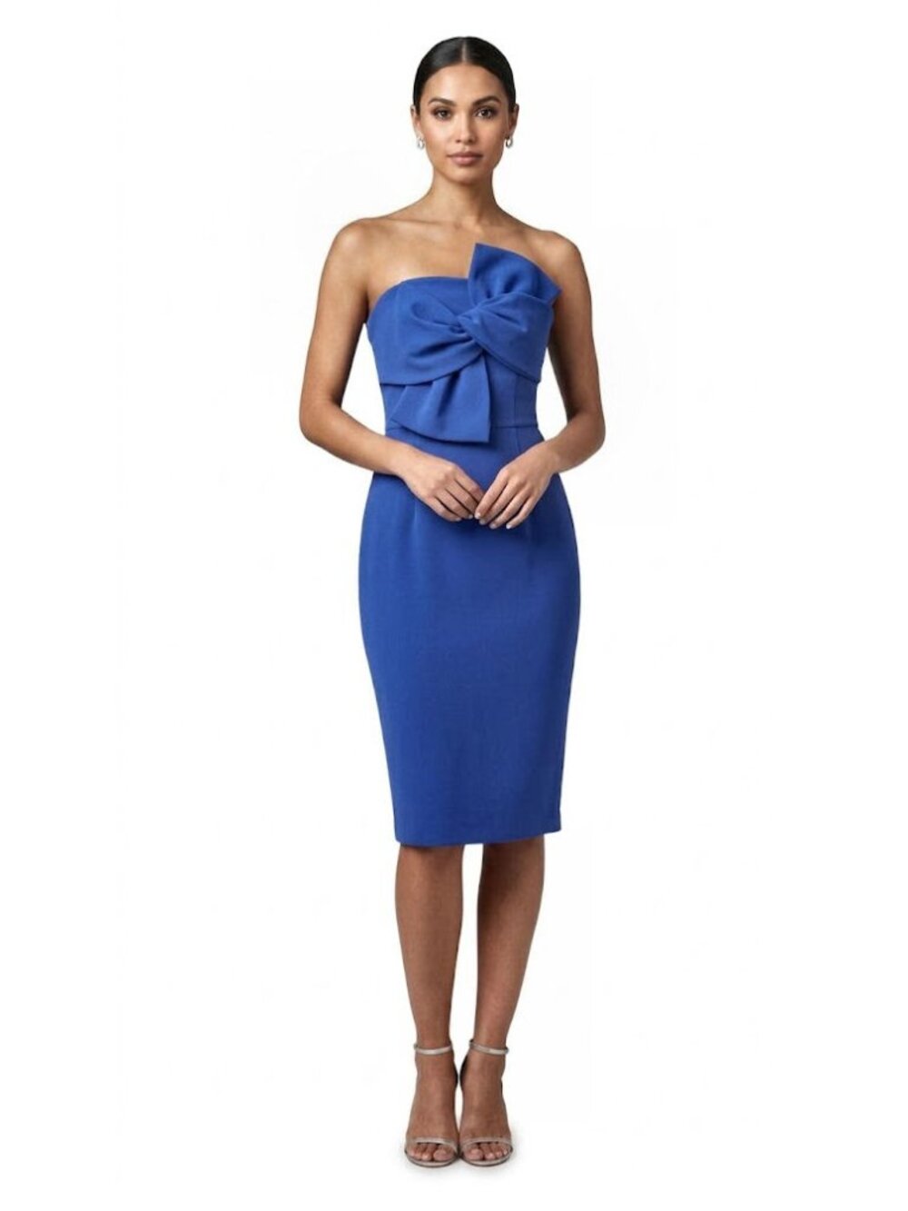 Adelyn Rae Strapless Bow Front Midi Dress, Cobalt Blue, Womens Size XS